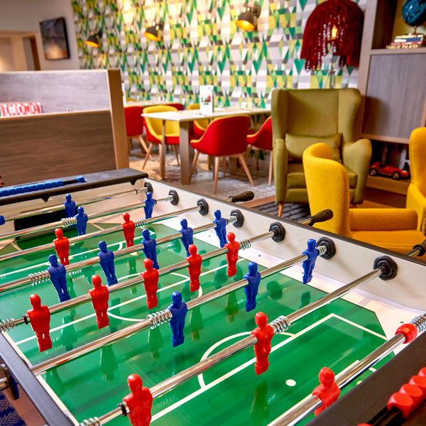 Playtime is catered for with our table football or stay on top of the latest news or sporting results with Sky Sports on our 5 HD TV screens viewable throughout the lobby.